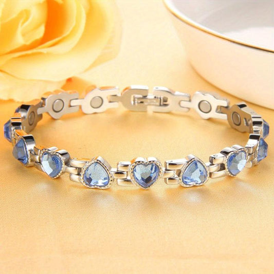 Titanium Steel Magnetic Bracelet with Crystals