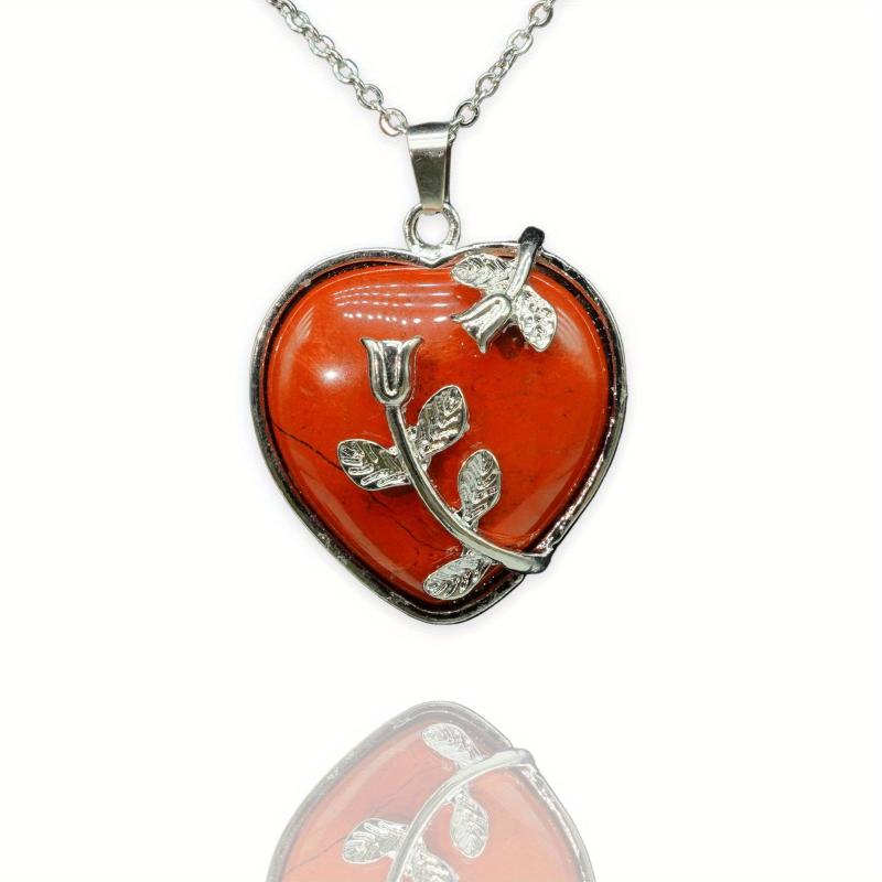 Leaf Heart Crystal Healing Pendant Necklace