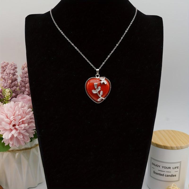 Leaf Heart Crystal Healing Pendant Necklace