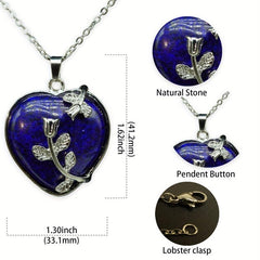 Leaf Heart Crystal Healing Pendant Necklace