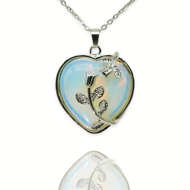 Leaf Heart Crystal Healing Pendant Necklace