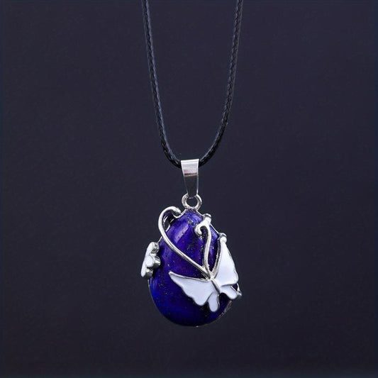 Butterfly Gemstone Necklace Rose Quartz Amethyst Opalite Healing Pendant