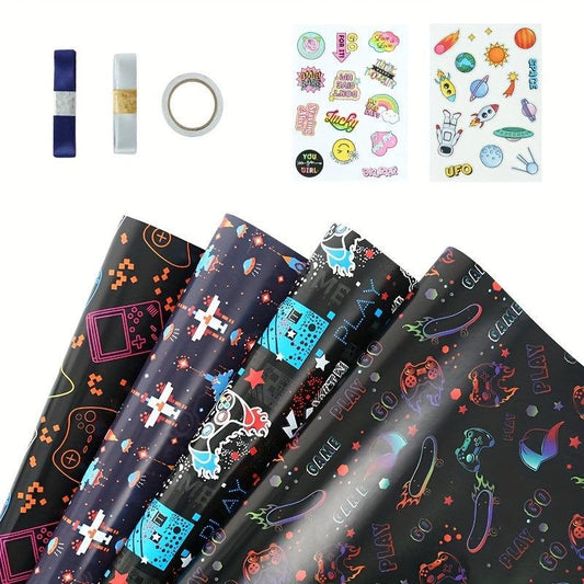 Game Console Cartoon Wrapping Paper Birthday Party Gift Tissue Supplies