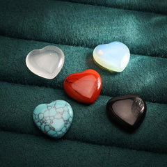10pcs Heart Shaped Healing Crystals Set Natural Stones Polished Love Gemstones