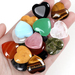 10pcs Heart Shaped Healing Crystals Set Natural Stones Polished Love Gemstones