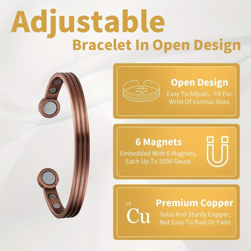 Adjustable Pure Copper Magnetic Bracelet for Men Women