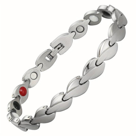 Women's Magnetic Love Heart Bracelet Titanium Steel Wristband Removal Tool Chris