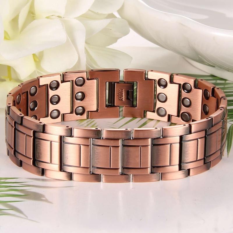 Men's 3X Strength Copper Magnetic Bracelet, Pure Copper, 3 Row Neodymium Magnets