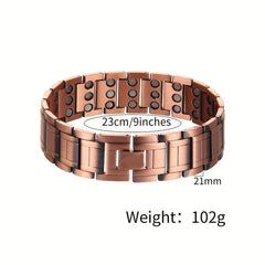 Men's 3X Strength Copper Magnetic Bracelet, Pure Copper, 3 Row Neodymium Magnets