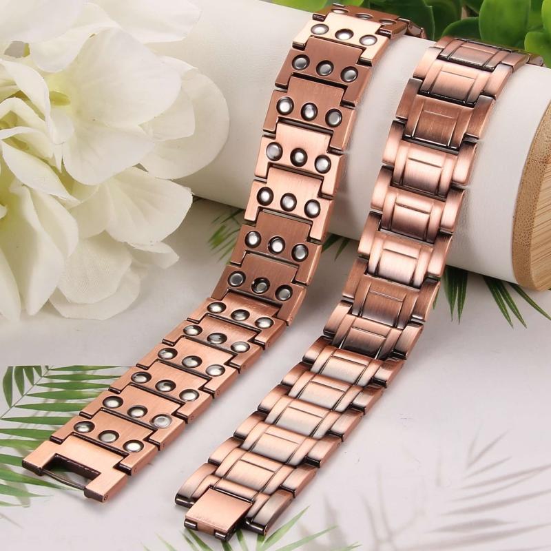 Men's 3X Strength Copper Magnetic Bracelet, Pure Copper, 3 Row Neodymium Magnets