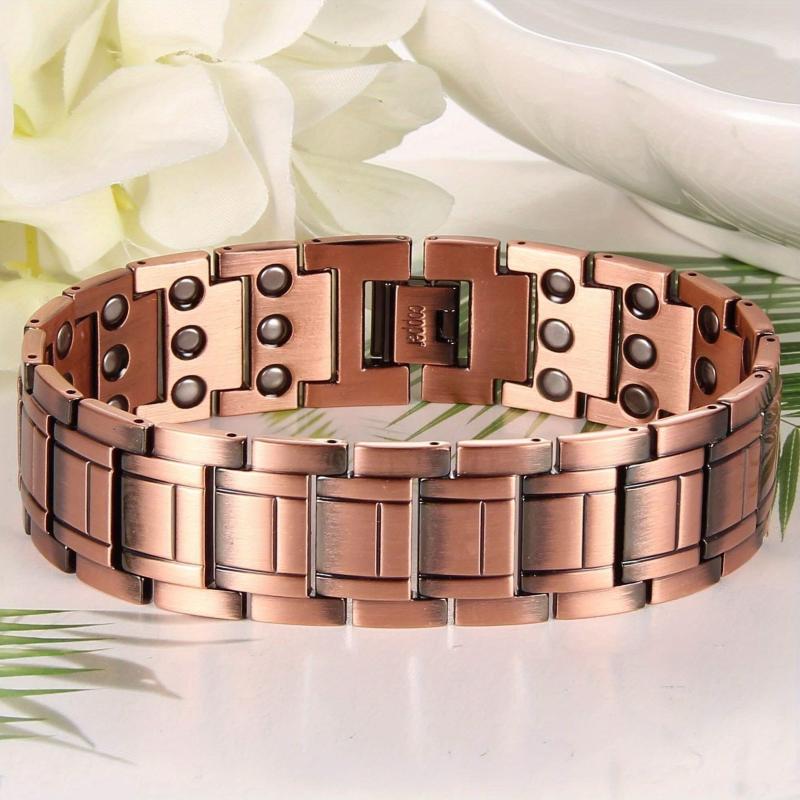 Men's 3X Strength Copper Magnetic Bracelet, Pure Copper, 3 Row Neodymium Magnets