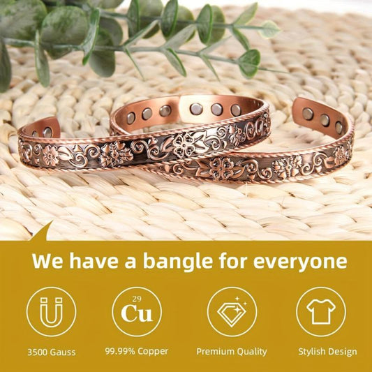 Magnetic Copper Bracelet And Rings 3500 Gauss Magnets Adjustable Jewelry