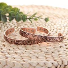 Women's Copper Bracelet 3500 Gauss Magnet Retro Pattern Adjustable Size