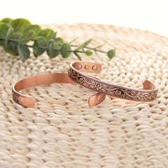 Women's Copper Bracelet 3500 Gauss Magnet Retro Pattern Adjustable Size