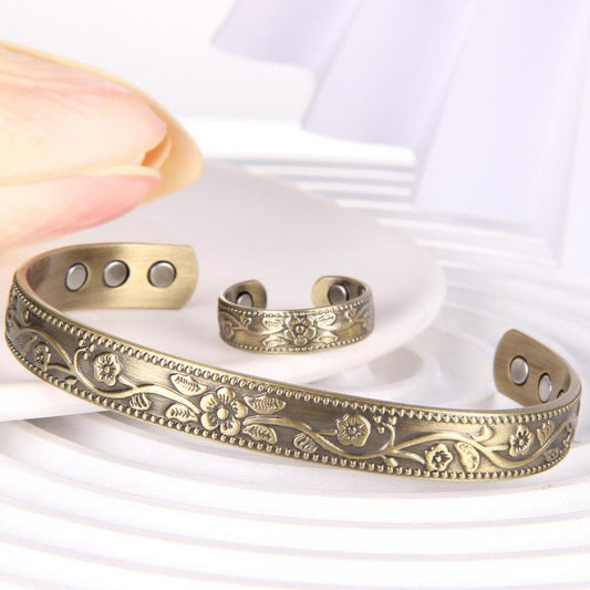 Copper Magnetic Bracelet Ring for Men and Women 6 Magnets Adjustable