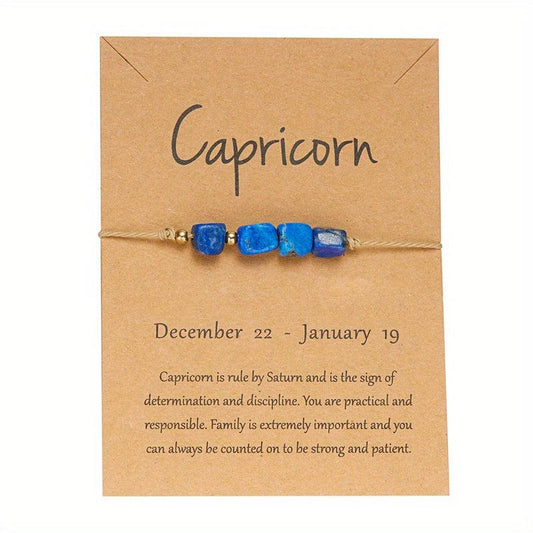 12 Constellation Stone Bracelet - Adjustable Braided