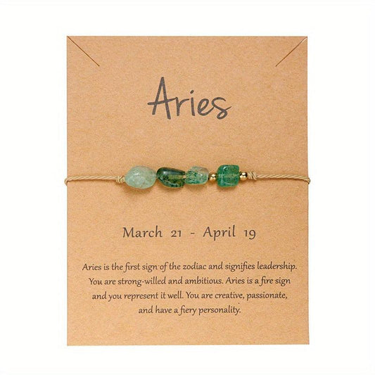 12 Constellation Stone Bracelet - Adjustable Braided