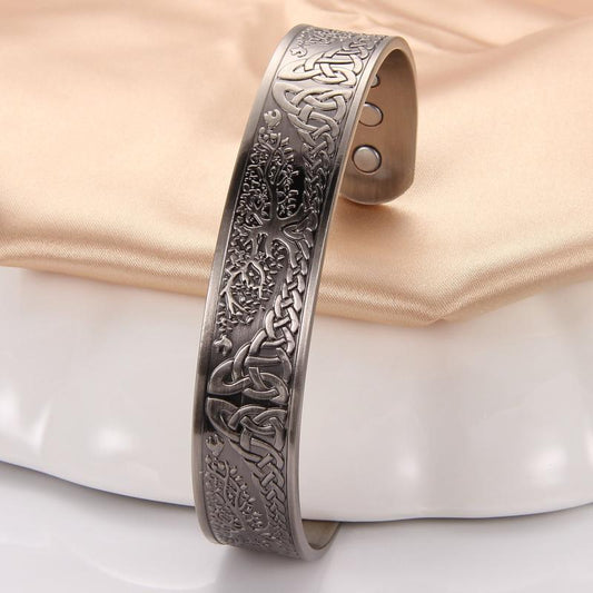 Copper Magnetic Bracelet Tree Of Life Pattern Solid Copper Cuff Bangle