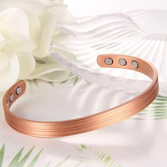 Copper Magnetic Bangle Cuff Bracelet 3500 Gauss Adjustable for Women and Men