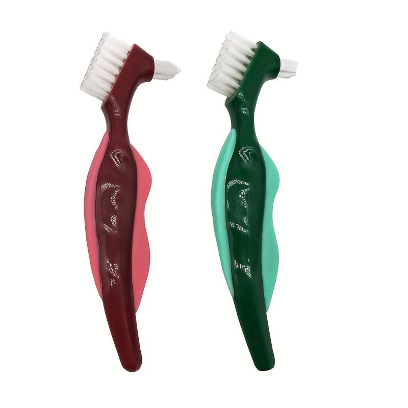 Denture Clean Toothbrush Layered Hard Bristles Dual Hard Bristle For False Teeth