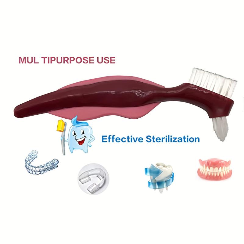 Denture Clean Toothbrush Layered Hard Bristles Dual Hard Bristle For False Teeth