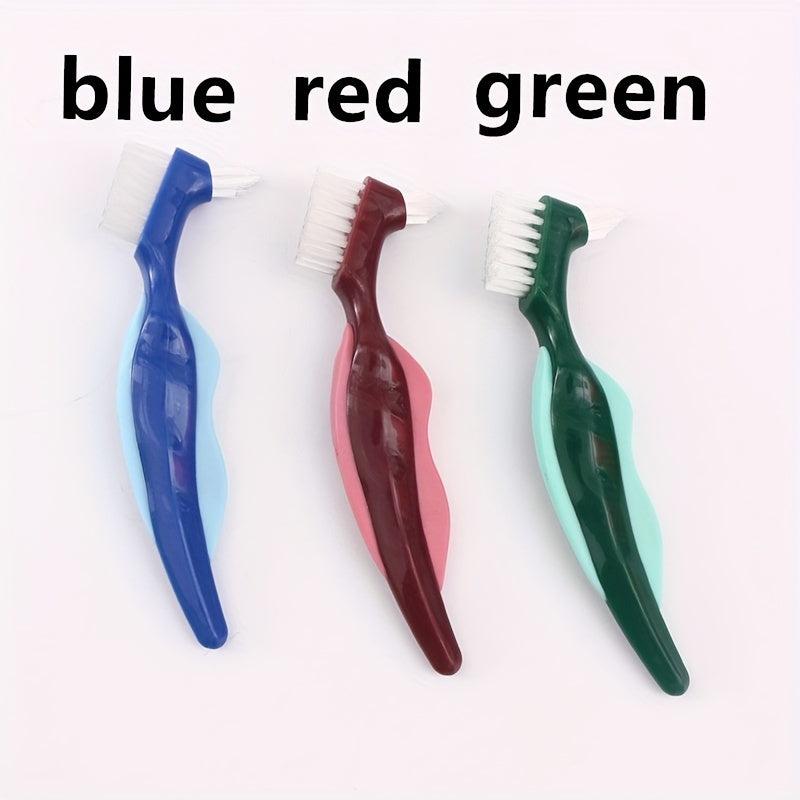 Denture Clean Toothbrush Layered Hard Bristles Dual Hard Bristle For False Teeth