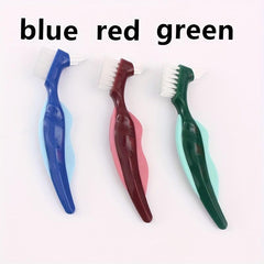 Denture Clean Toothbrush Layered Hard Bristles Dual Hard Bristle For False Teeth