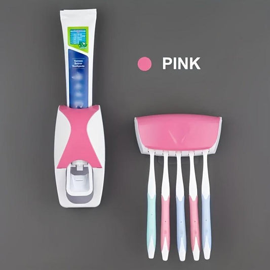 Automatic Toothpaste Dispenser & Brush Holder with Squeezer
