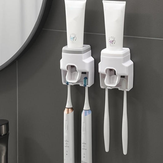 Toothbrush Holder with Automatic Toothpaste Squeezer