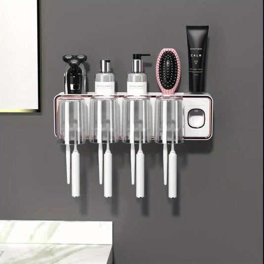 Toothpaste Dispenser & Brush Holder with Squeezer