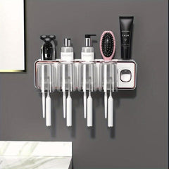 Toothpaste Dispenser & Brush Holder with Squeezer