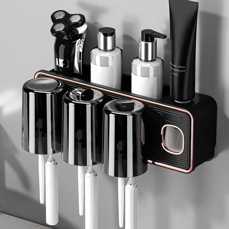 Toothpaste Dispenser & Brush Holder with Squeezer