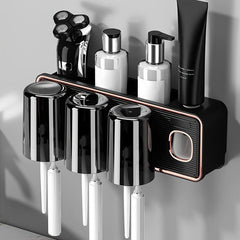 Toothpaste Dispenser & Brush Holder with Squeezer