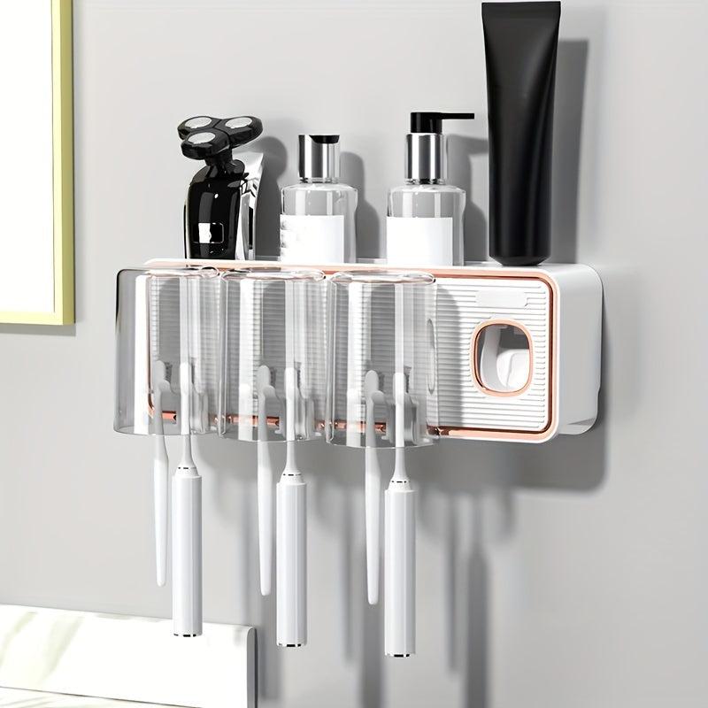 Toothpaste Dispenser & Brush Holder with Squeezer