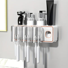 Toothpaste Dispenser & Brush Holder with Squeezer