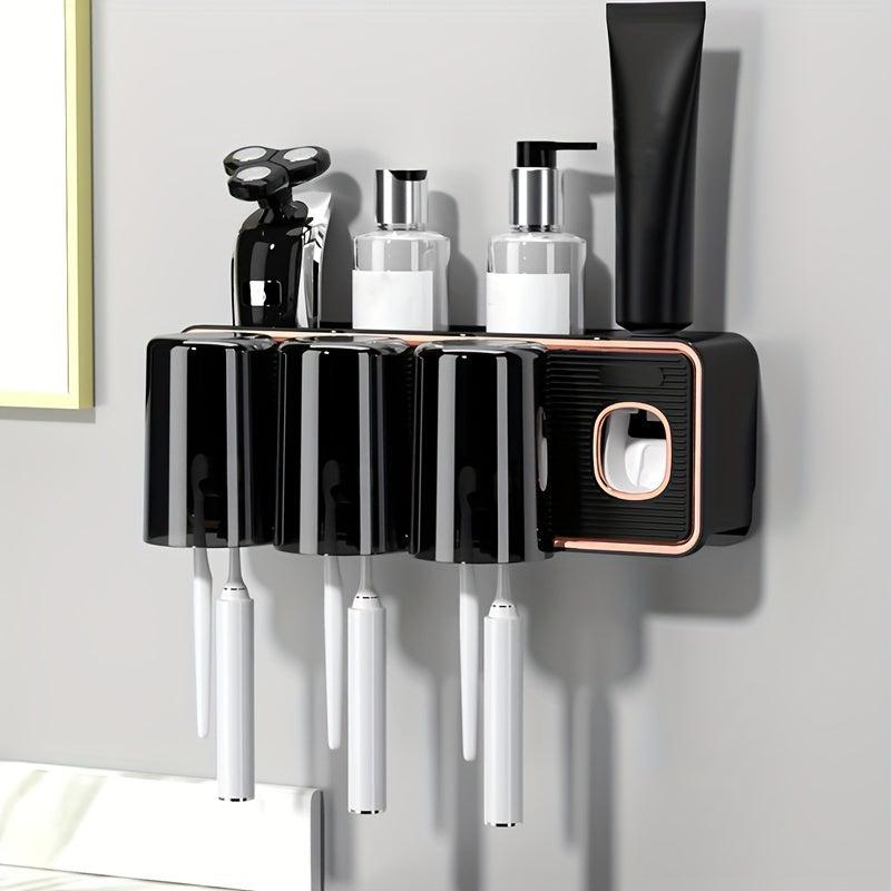 Toothpaste Dispenser & Brush Holder with Squeezer