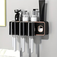 Toothpaste Dispenser & Brush Holder with Squeezer