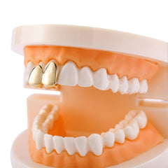 2pcs Plated Golden Silvery Teeth Grillz For Men Women Teeth Grillz