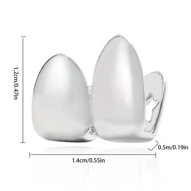 2pcs Plated Golden Silvery Teeth Grillz For Men Women Teeth Grillz