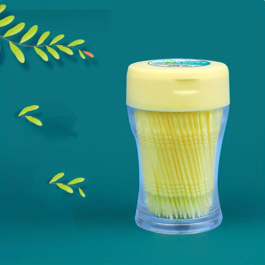 Plastic Toothpicks Bottle 200 2-Head Toothbrush Fish Bone Pick