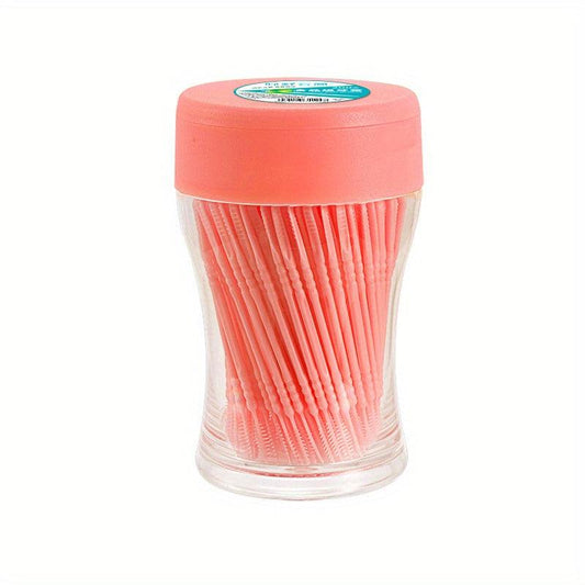 Plastic Toothpicks Bottle 200 2-Head Toothbrush Fish Bone Pick