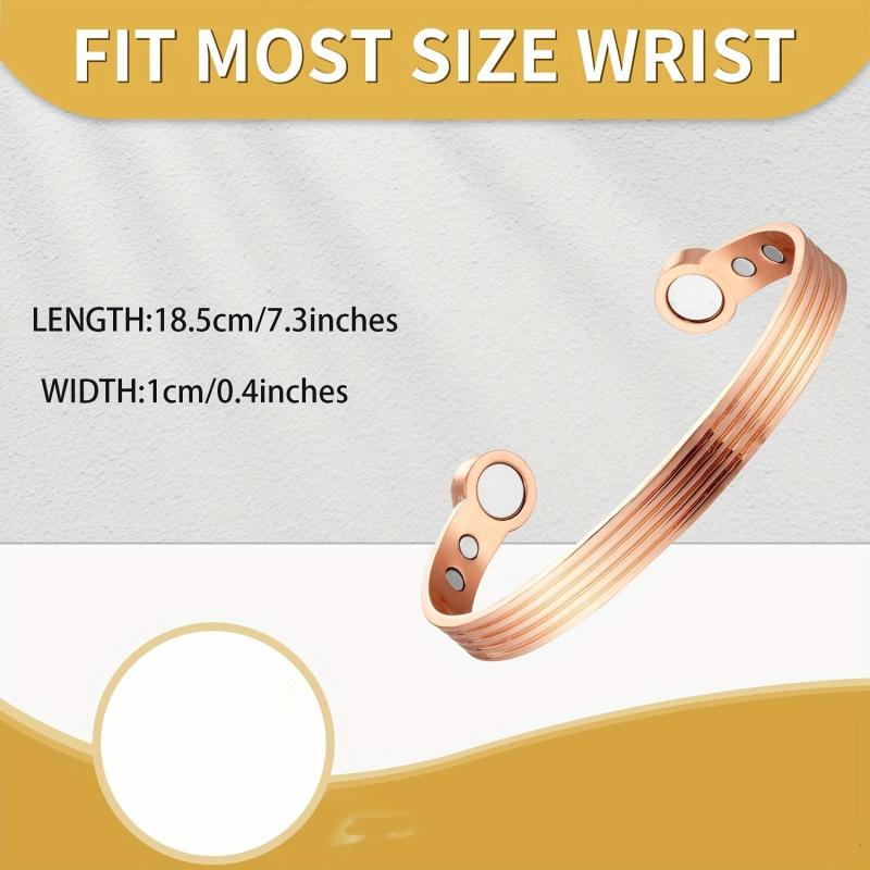 Lymph Detox Ring & Copper Bracelet Magnetic Set Women Rose Golden