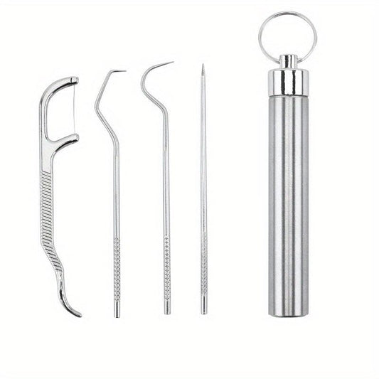 4pcs Stainless Steel Toothpick Set Tooth Flossing Reusable Toothpicks