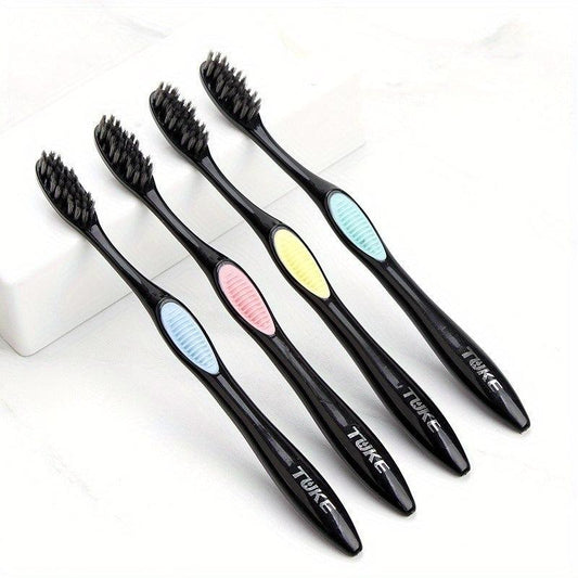 2pcs Bamboo Charcoal Bristle Toothbrushes for Oral Care, Soft Bristles