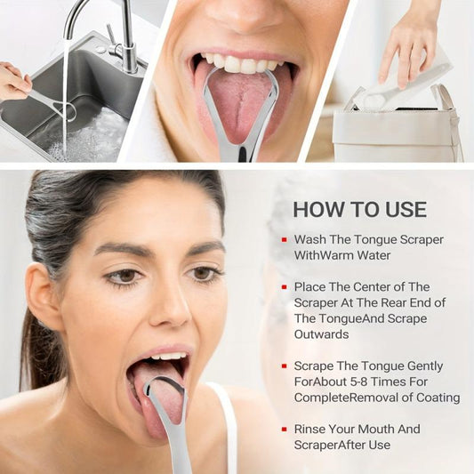 1Pcs Tongue Scraper Reduce Bad Breath Oral Care Stainless Steel Mental Cleaners