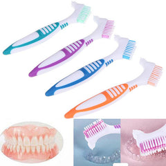 Denture Brush Layered Bristles & Ergonomic Handle Portable Double Sided