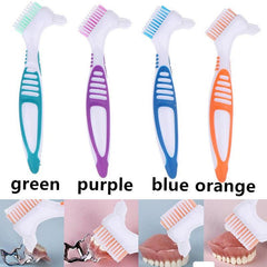 Denture Brush Layered Bristles & Ergonomic Handle Portable Double Sided