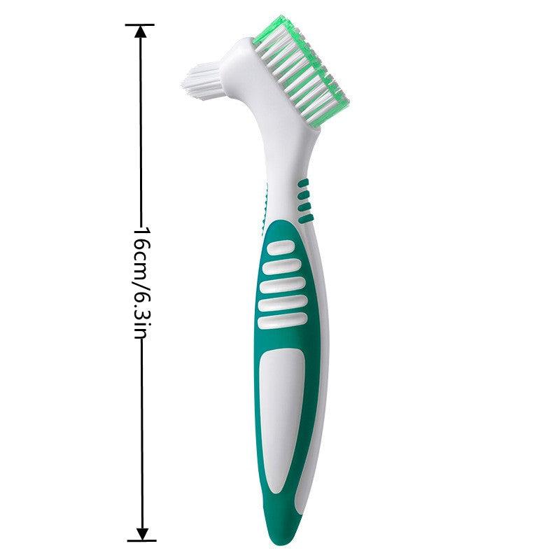 Denture Brush Layered Bristles & Ergonomic Handle Portable Double Sided