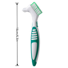 Denture Brush Layered Bristles & Ergonomic Handle Portable Double Sided