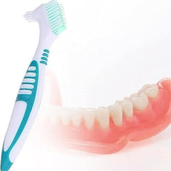 Denture Brush Layered Bristles & Ergonomic Handle Portable Double Sided
